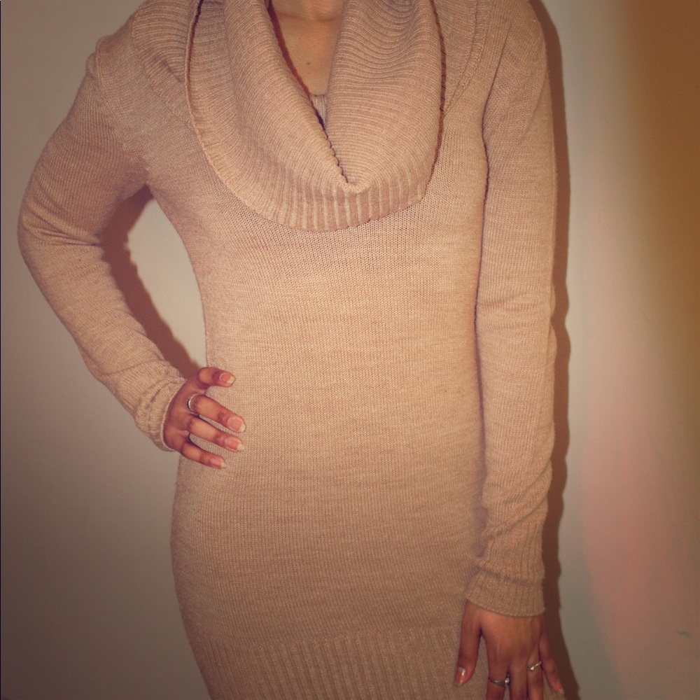 Cowl-neck Sweater Dress